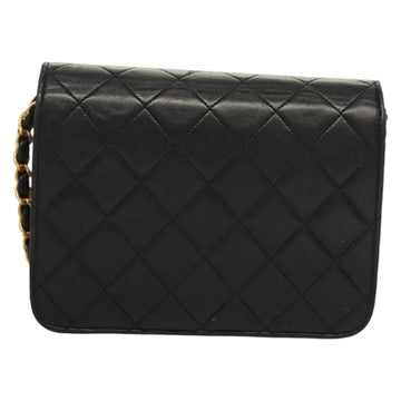 CHANEL Matelasse Chain Shoulder Bag Lamb Skin Black Gold CC Auth 136000 - 0