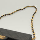 CHANEL Matelasse Chain Shoulder Bag Lamb Skin Black Gold CC Auth 136000-14