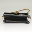 CHANEL Matelasse Chain Shoulder Bag Lamb Skin Black Gold CC Auth 136000-5