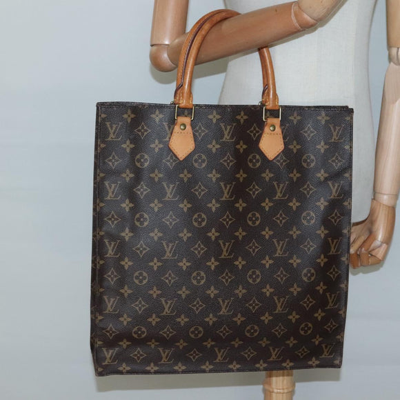 LOUIS VUITTON Monogram Sac Plat Hand Bag M51140 LV Auth 136014
