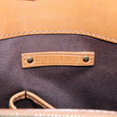 CELINE Tote Bag Canvas Leather Beige Brown gold Auth 136020-18
