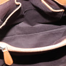 CELINE Tote Bag Canvas Leather Beige Brown gold Auth 136020-10