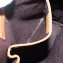 CELINE Tote Bag Canvas Leather Beige Brown gold Auth 136020-11