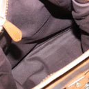 CELINE Tote Bag Canvas Leather Beige Brown gold Auth 136020-22