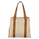 CELINE Tote Bag Canvas Leather Beige Brown gold Auth 136020-2