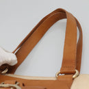 CELINE Tote Bag Canvas Leather Beige Brown gold Auth 136020-8