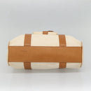CELINE Tote Bag Canvas Leather Beige Brown gold Auth 136020-5