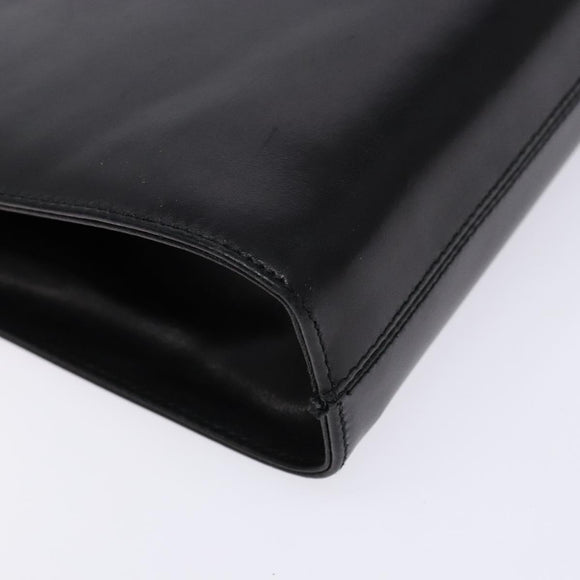 Salvatore Ferragamo Gancini Chain Shoulder Bag Leather Black Gold Auth 136021