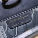 Salvatore Ferragamo Gancini Chain Shoulder Bag Leather Black Gold Auth 136021-12