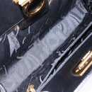 Salvatore Ferragamo Gancini Chain Shoulder Bag Leather Black Gold Auth 136021-10