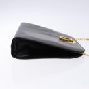 Salvatore Ferragamo Gancini Chain Shoulder Bag Leather Black Gold Auth 136021-3