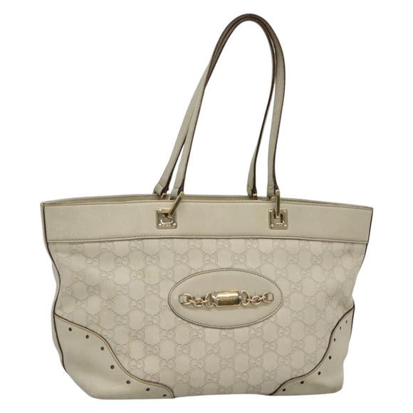 GUCCI GG Canvas Guccissima Tote Bag Leather Ivory Gold 145993 Auth 136024