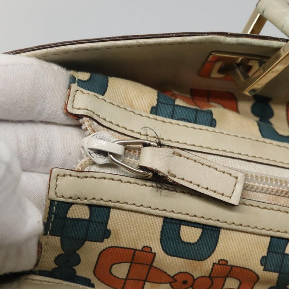 GUCCI GG Canvas Guccissima Tote Bag Leather Ivory Gold 145993 Auth 136024