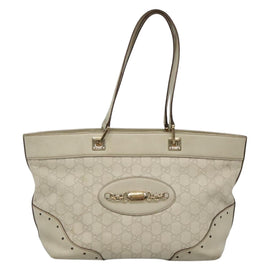 GUCCI GG Canvas Guccissima Tote Bag Leather Ivory Gold 145993 Auth 136024 - 0