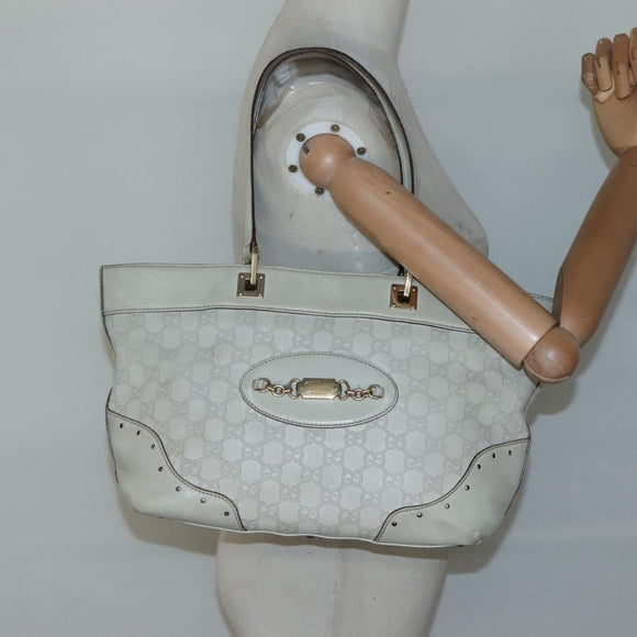 GUCCI GG Canvas Guccissima Tote Bag Leather Ivory Gold 145993 Auth 136024