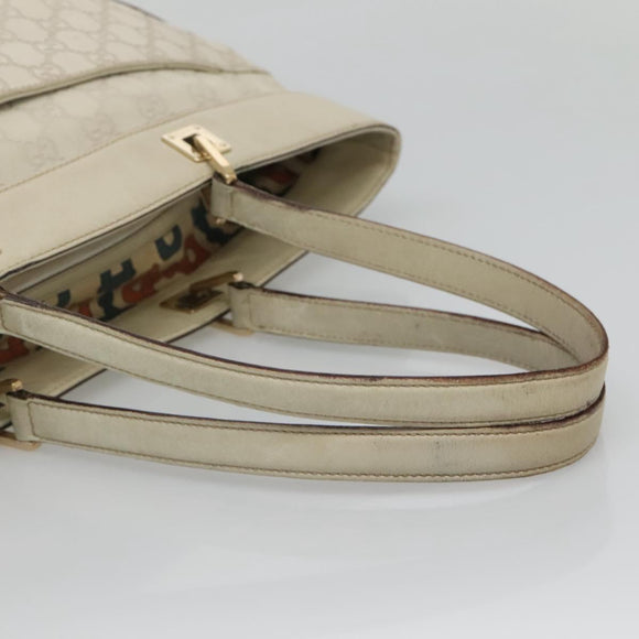 GUCCI GG Canvas Guccissima Tote Bag Leather Ivory Gold 145993 Auth 136024
