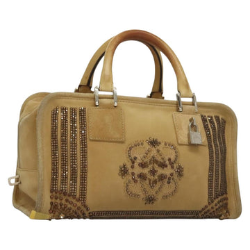 LOEWE Amazona 30 Hand Bag Suede Beige Silver Auth 136044