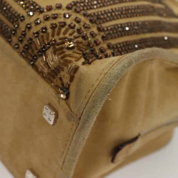 LOEWE Amazona 30 Hand Bag Suede Beige Silver Auth 136044