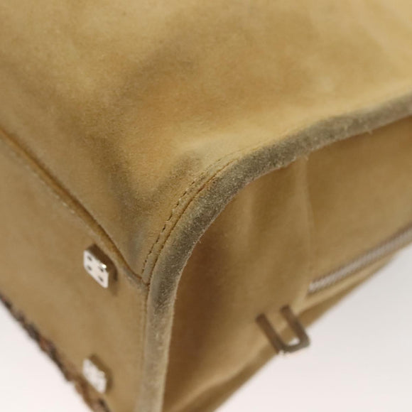 LOEWE Amazona 30 Hand Bag Suede Beige Silver Auth 136044