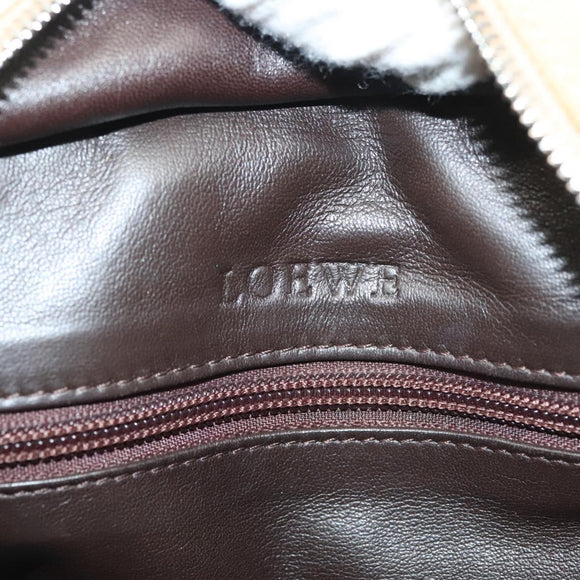 LOEWE Amazona 30 Hand Bag Suede Beige Silver Auth 136044