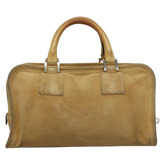 LOEWE Amazona 30 Hand Bag Suede Beige Silver Auth 136044