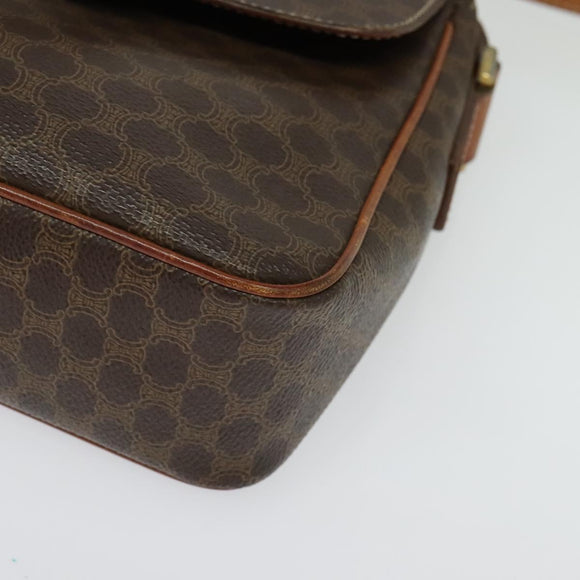 CELINE Macadam Canvas Shoulder Bag PVC Brown Gold Auth 136046