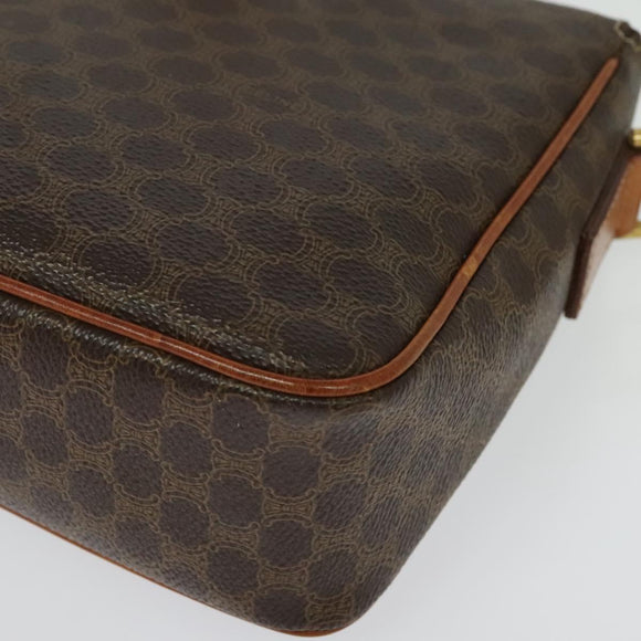 CELINE Macadam Canvas Shoulder Bag PVC Brown Gold Auth 136046