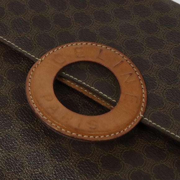 CELINE Macadam Canvas Shoulder Bag PVC Brown Gold Auth 136046