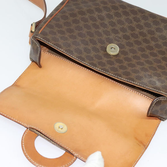 CELINE Macadam Canvas Shoulder Bag PVC Brown Gold Auth 136046