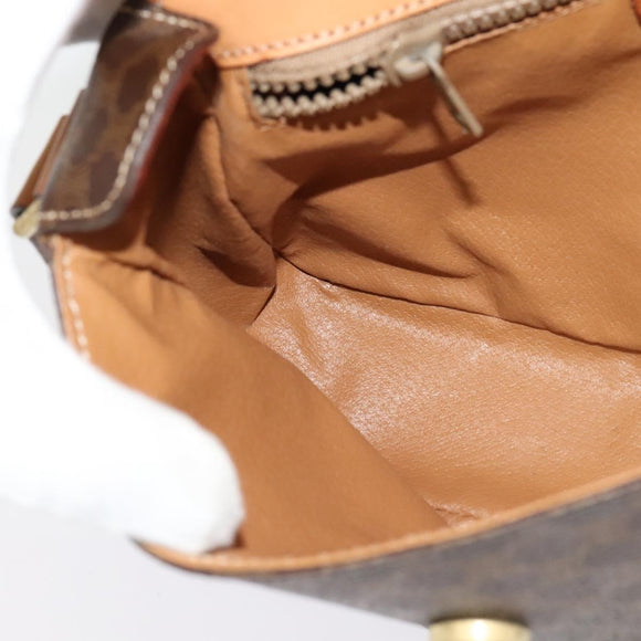 CELINE Macadam Canvas Shoulder Bag PVC Brown Gold Auth 136046