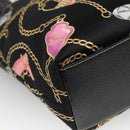 GUCCI Tote Bag Satin Black Gold 153009 Auth 136048-13