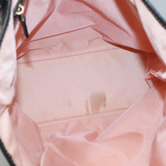 GUCCI Tote Bag Satin Black Gold 153009 Auth 136048