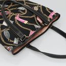 GUCCI Tote Bag Satin Black Gold 153009 Auth 136048-6