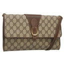 GUCCI GG Supreme Web Sherry Line Bag PVC Beige Gold 904 02 050 Auth 136049-1