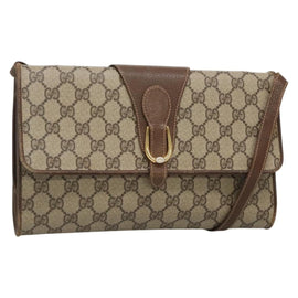 GUCCI GG Supreme Web Sherry Line Bag PVC Beige Gold 904 02 050 Auth 136049