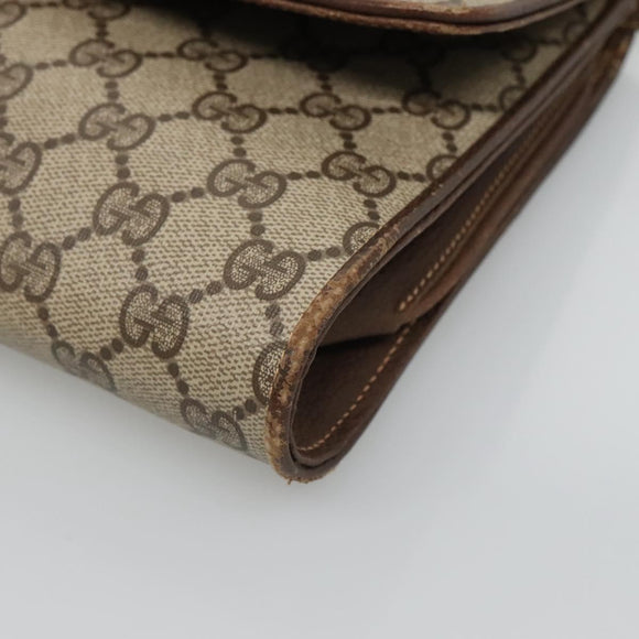 GUCCI GG Supreme Web Sherry Line Bag PVC Beige Gold 904 02 050 Auth 136049