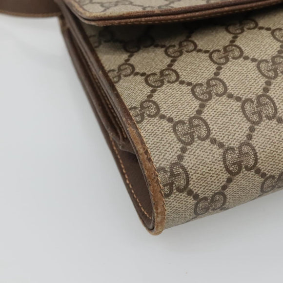 GUCCI GG Supreme Web Sherry Line Bag PVC Beige Gold 904 02 050 Auth 136049