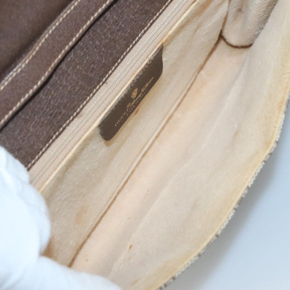 GUCCI GG Supreme Web Sherry Line Bag PVC Beige Gold 904 02 050 Auth 136049