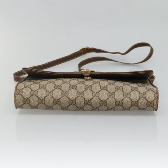 GUCCI GG Supreme Web Sherry Line Bag PVC Beige Gold 904 02 050 Auth 136049