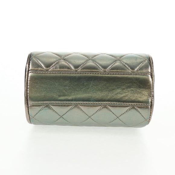 CHANEL Matelasse Chain Shoulder Bag Leather Green CC Auth 136053V