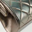 CHANEL Matelasse Chain Shoulder Bag Leather Green CC Auth 136053V-11