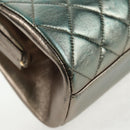 CHANEL Matelasse Chain Shoulder Bag Leather Green CC Auth 136053V-13