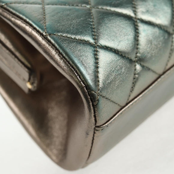 CHANEL Matelasse Chain Shoulder Bag Leather Green CC Auth 136053V