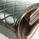 CHANEL Matelasse Chain Shoulder Bag Leather Green CC Auth 136053V-14