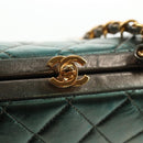 CHANEL Matelasse Chain Shoulder Bag Leather Green CC Auth 136053V-16