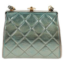 CHANEL Matelasse Chain Shoulder Bag Leather Green CC Auth 136053V-2