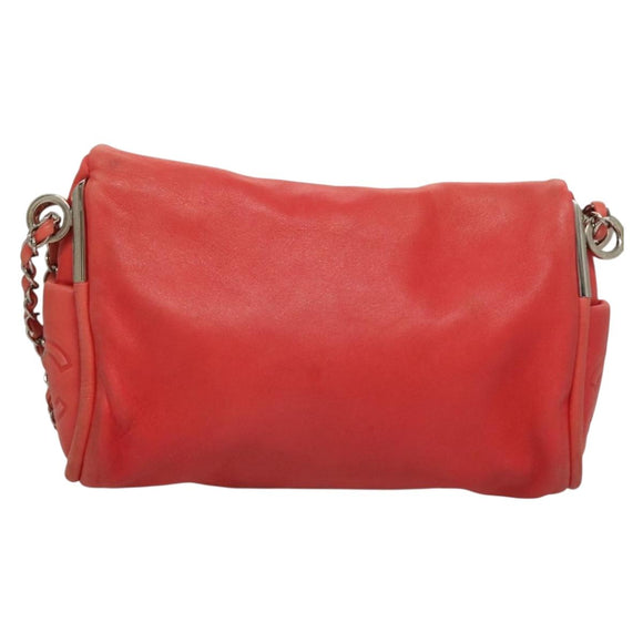 CHANEL Chain Shoulder Bag Lamb Skin Pink Silver CC Auth 136054