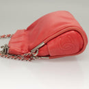 CHANEL Chain Shoulder Bag Lamb Skin Pink Silver CC Auth 136054-5