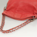 CHANEL Chain Shoulder Bag Lamb Skin Pink Silver CC Auth 136054-7