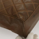 CHANEL Matelasse Chain Tote Bag Patent leather Brown Gold CC Auth 136055-9